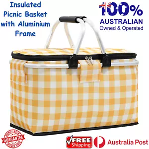 Insulated Picnic Basket with Aluminium Frame Portable Collapsible Cooler Bag 18L - Picture 1 of 5