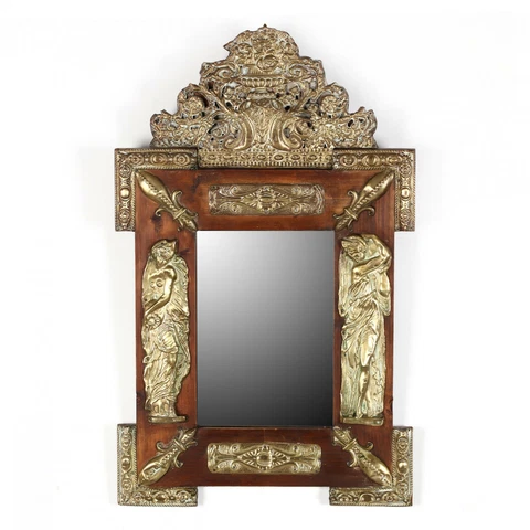 Antique Mirror, Ornate, Continental Repousse, Pine,  1800s, Gorgeous Decor! Cover
