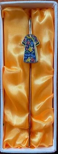 Vintage Cloisonne Enamel Chinese Dress Silver Tone Bookmark Hook Multicolor - Picture 1 of 2