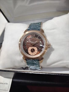 RARO Jacot automatico NUOVO AMSTERDAM RISERVA DI CARICA ORO ROSA QUADRANTE MARRONE TY-2856s - Foto 1 di 12
