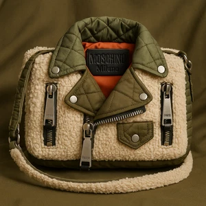 Bolso Sherpa Moschino Milano Motociclista Raro Militar Acolchado Bandolera Hecho en Italia - Imagen 1 de 9