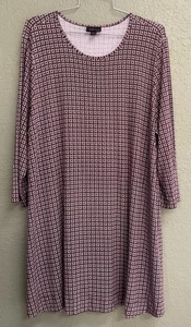 J Jill Wearever Gr. XL fließendes Swing Burgund Geo Stretch Jersey Trapez Kleid - Bild 1 von 5