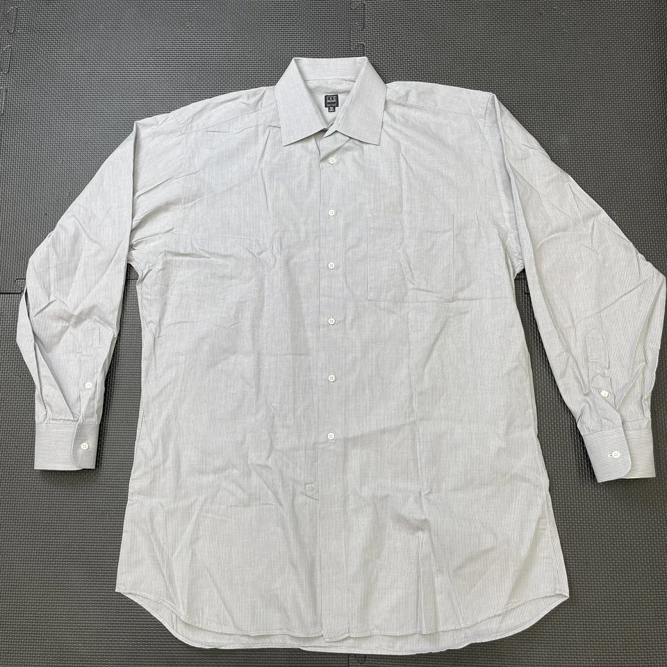 Camisa Ike Behar Para Hombres 16.5 35 Gris Cuadros Abotonada Manga Larga Vestido Clásico Foto 1 de 4