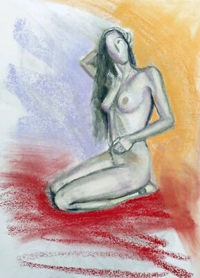Impresionante, Arte Desnudo, Dibujo de Vida en Carbón/Pastel, ARTE ORIGINAL 30x34cm Firmado Foto 1 de 2