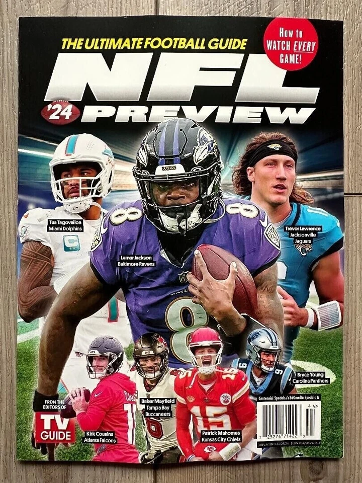 TV GUIDE 2024 NFL FOOTBALL PREVIEW GUIDE Special Edition Lamar Jackson Baltimore - Image 1 of 1