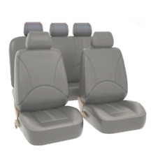 Full Set PU Leather Car Seat Cover Front & Rear Gray Full Surround Breathble Pad