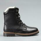 Mens Fashion Leather Lamb Fur Lined Lace Up  Winter Warm Comat Boots Shoes J557