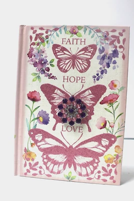 Pooch & Sweetheart Brooch Writing Journal "Faith Hope Love" Butterflies NEW - Image 1 of 4