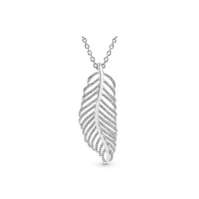 Colar pingente Pandora luz como pena 16" corrente CZ e SS 390350CZ - Imagem 1 de 4