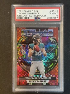 Trevor Lawrence RC - 2021 Rookies & Stars Stellar RED PLAID Exclusive PSA 10 GEM - Picture 1 of 2