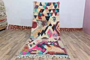 Moroccan Runner Rug 230x90 cm – Handmade Berber Wool Hallway Rug – Colorful Boho - Picture 1 of 12