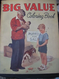 Vintage 1940s "Big Value Coloring Book" #228 Saalfield Publishing - Picture 1 of 1