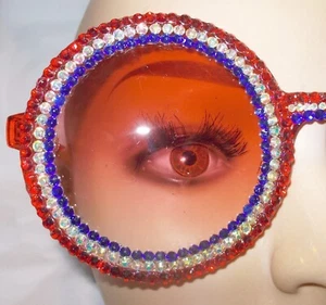 SUNGLASSES OVERSIZED AMERICANA FRAMES RED, WHITE & BLUE RHINESTONES FREE US SHIP - Picture 1 of 4