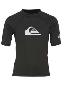 Quiksilver Big Boys Youth XL/16 Short Sleeve UV Rash Guard All Time S/S Black - Picture 1 of 2