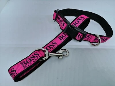 Dog Collar and matching lead set 10" - 14" neck size.  FREE FABRIC DESIGN - Image 1 of 4