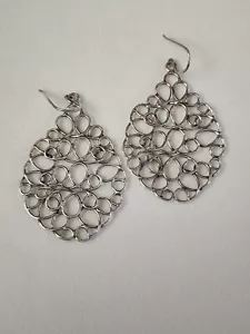Vtg SILPADA 925 Sterling Silver Mesh Woven Scribble Daydream Drop Earrings 7.60g - Picture 1 of 6