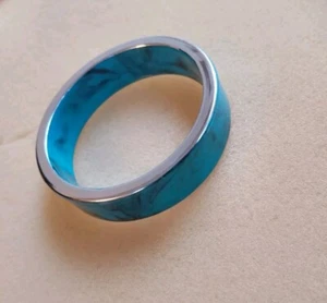 Armreif Damen Kunststoff Blau, Silber  DM 6cm Breit 1,5 cm Neu Ungetragen  - Bild 1 von 3