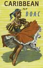 Vintage Illustrated Travel Poster CANVAS PRINT Caribbean Boac 8"X 10"