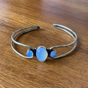 Vintage Southwestern 800 Silber Opalit Armreif Armband - Bild 1 von 3
