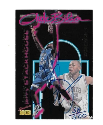 JERRY STACKHOUSE 1995 SIGNATURE ROOKIES PROMO AUTO ROOKIE /500 $40 UNC TAR HEELS - Image 1 of 2