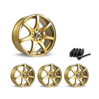 4x100 Set of 4 15" Rims Gold Alloy Wheel fits 2002-03 Mazda Protege, OEF7 RTX - Image 1 of 4