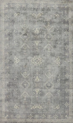 Transitional Gray Silk Geometric Oushak Style Area Rug 5x8 Ft Handmade Rug - Image 1 of 4