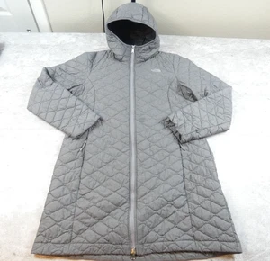 The North Face Jacket Women Large Grey Full Zip Hoodie Powerloft Parka Puffer - Picture 1 of 20
