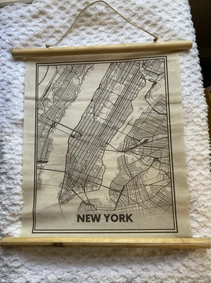 NYC полюс стены вися Нью-Йорк новый без ЯРЛЫКОВ бежевый черный блондинка дерева сворачивается - Изображение 1 из 3