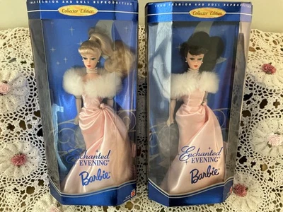 Lote de 2 muñecas Barbie noche encantada rubia y morena 1995 en caja original Foto 1 de 4