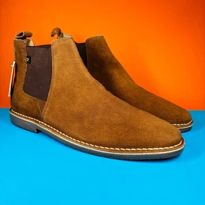 Farah Suede Chelsea Boots - UK12 - Tan Suede - New No Box - Picture 1 of 15