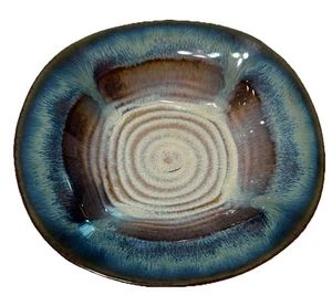 Bill Campbell Blue Drip Glaze Swirl 8.5” Bowl Signed Studio Art Pottery - Picture 1 of 6