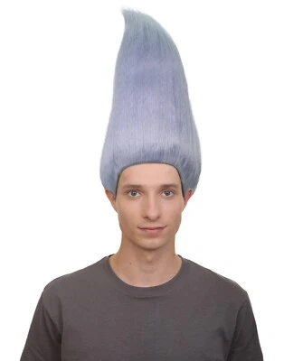 Peluca Troll Diamante Fiesta Gris Plateado Animada Larga Longitud Hombre Adulto, HM-1471A Foto 1 de 4
