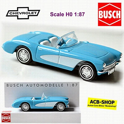 Chevrolet Corvette C1 Convertible Roadster Verde Menta 1:87 Busch 45409 - Immagine 1 di 4