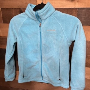 Columbia Jacket Girls Medium Teal Fleece Long Sleeve Pockets Full Zip - Picture 1 of 3