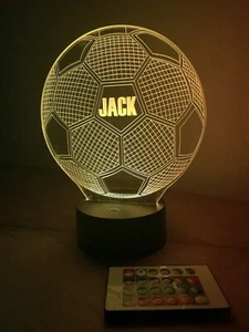 Personalised 3D LED Football Name Sign |  Football Night Light | For Kids - Picture 1 of 6