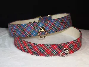 DOG Pet Collar PLAID Tartan Blue or Red Christmas Made in USA!  Sizes 14 to 20 - Picture 1 of 17