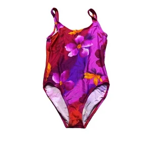 VINTAGE 90'S CATALINA WOMEN'S COLORFUL HAWAIIAN ONE-PIECE SWIMSUIT SZ L - Picture 1 of 4