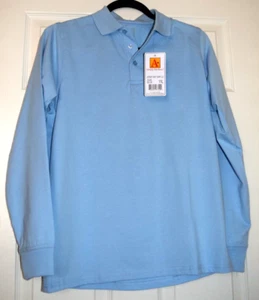 A+ School Uniform Boy's Jersey Knit Long Sleeve Blue Shirt YXL New - Picture 1 of 3