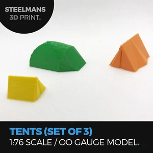 Camping Tents (Set of 3) 1:76 Scale / OO Gauge - Model Railway or Diorama - Picture 1 of 1