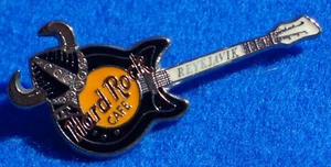 REYKJAVIK BLACK VIKING WAR HELMET BLACK RICKENBACKER GUITAR Hard Rock Cafe PIN - Picture 1 of 1