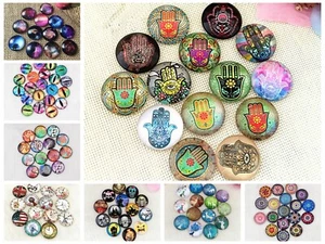 50Pcs 12mm Flatback Round Photo Image Cover Glass Dome Cabochon Cameo Jewelry - Picture 1 of 19