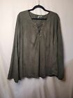 Cato Est 1948 Womens Blouse 26 28W Tunic Top Olive Green