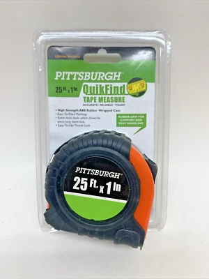 Pittsburgh 25ft x 1" Quick Find Rubber Grip & Thumb Lock Tape Measure- Brand New - Image 1 of 2