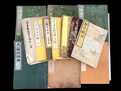 Antiguo conjunto de 13 grabados en madera de libros de texto de caligrafía de Japón KANJI MEIJI #2 Foto 1 de 4