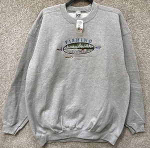 Vintage 90s Lee Sport Mens 2XL Fly Fishing Embroidered Crewneck Sweatshirt NWT - Picture 1 of 13