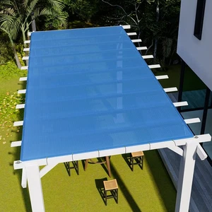 Cubierta bloqueadora UV borde recto vela parasol azul 8-15 pies patio cubierta exterior - Imagen 1 de 7