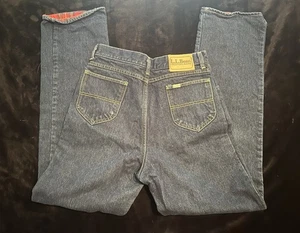 Vintage LL Bean Flannel Lined Jeans Womens Size 16 Dark Wash Straight Leg USA - Picture 1 of 8