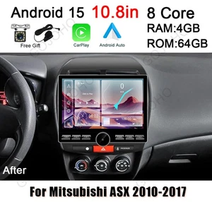 For Mitsubishi ASX 2010-2017 Car Stereo Radio Carplay Android 15 GPS Navi SWC BT - Bild 1 von 17