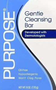 Purpose Gentle Cleansing Face Bar Soap Oil-Free Hypoallergenic 6 Ounce Pack of 6 - Afbeelding 1 van 7