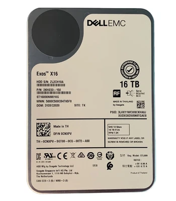 DELL EMC Seagate x16 16TB *SAS* 3.5" 7200 RPM 4KN HDD ST16000NM010G USED - image 1 of 2